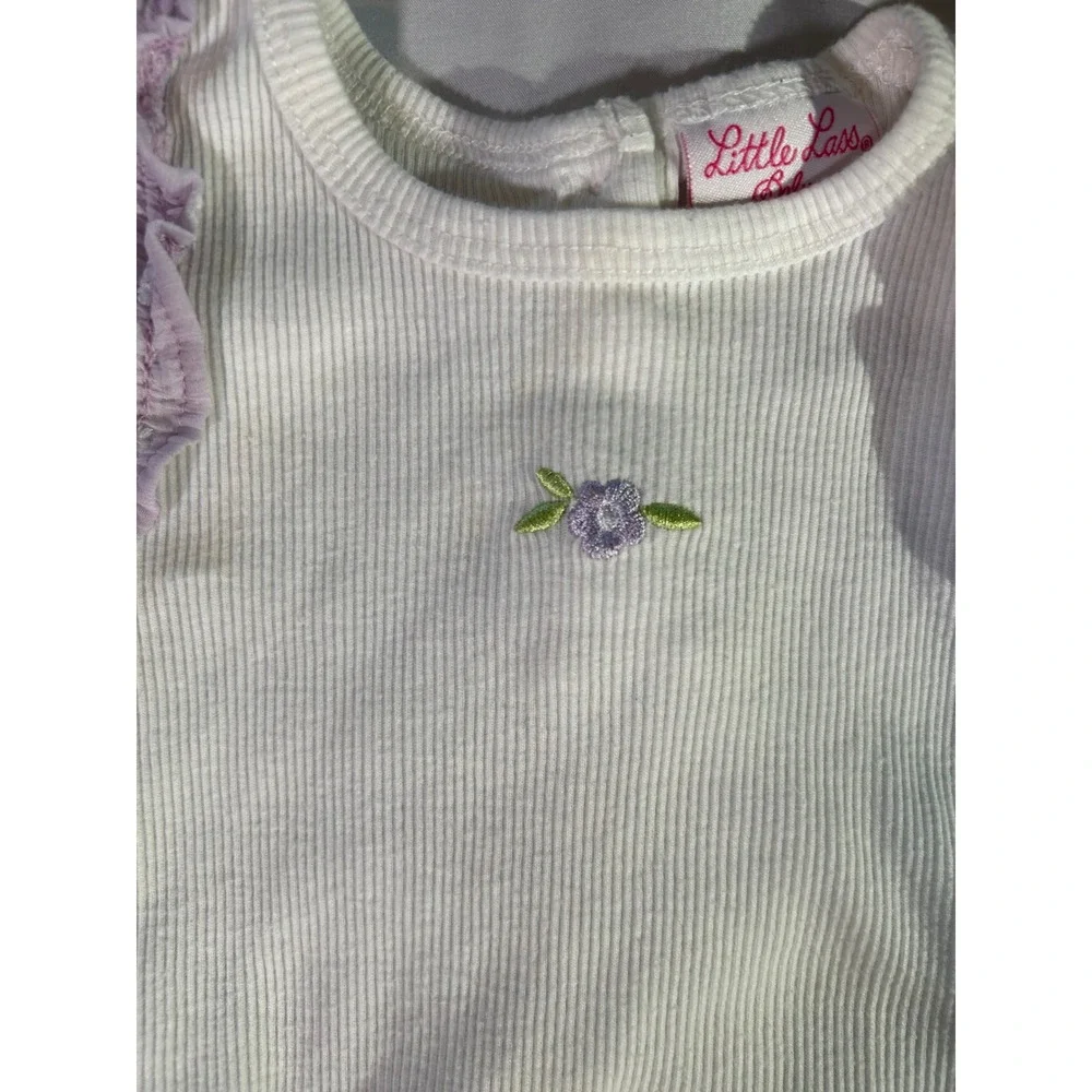 Little Lass Baby Girls 12M Lavender White Floral Tutu Skirt and Bodysuit Set - Picture 3 of 8